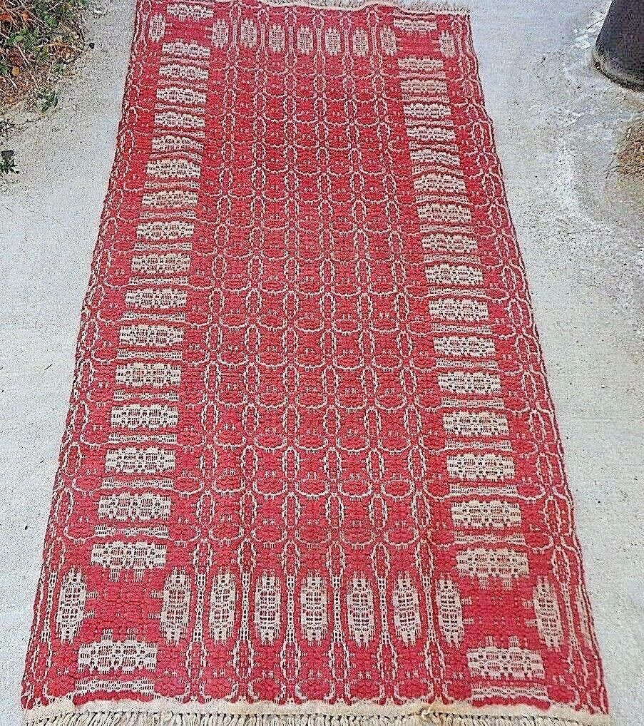 VERY RARE AMERICAN JACQUARD AREA RUG FROM THE 1830s