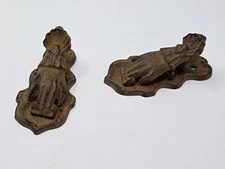 Pair of Faux Style Cast Iron Hand - Wall Spring Note Clip Holder 4" Farmhouse
