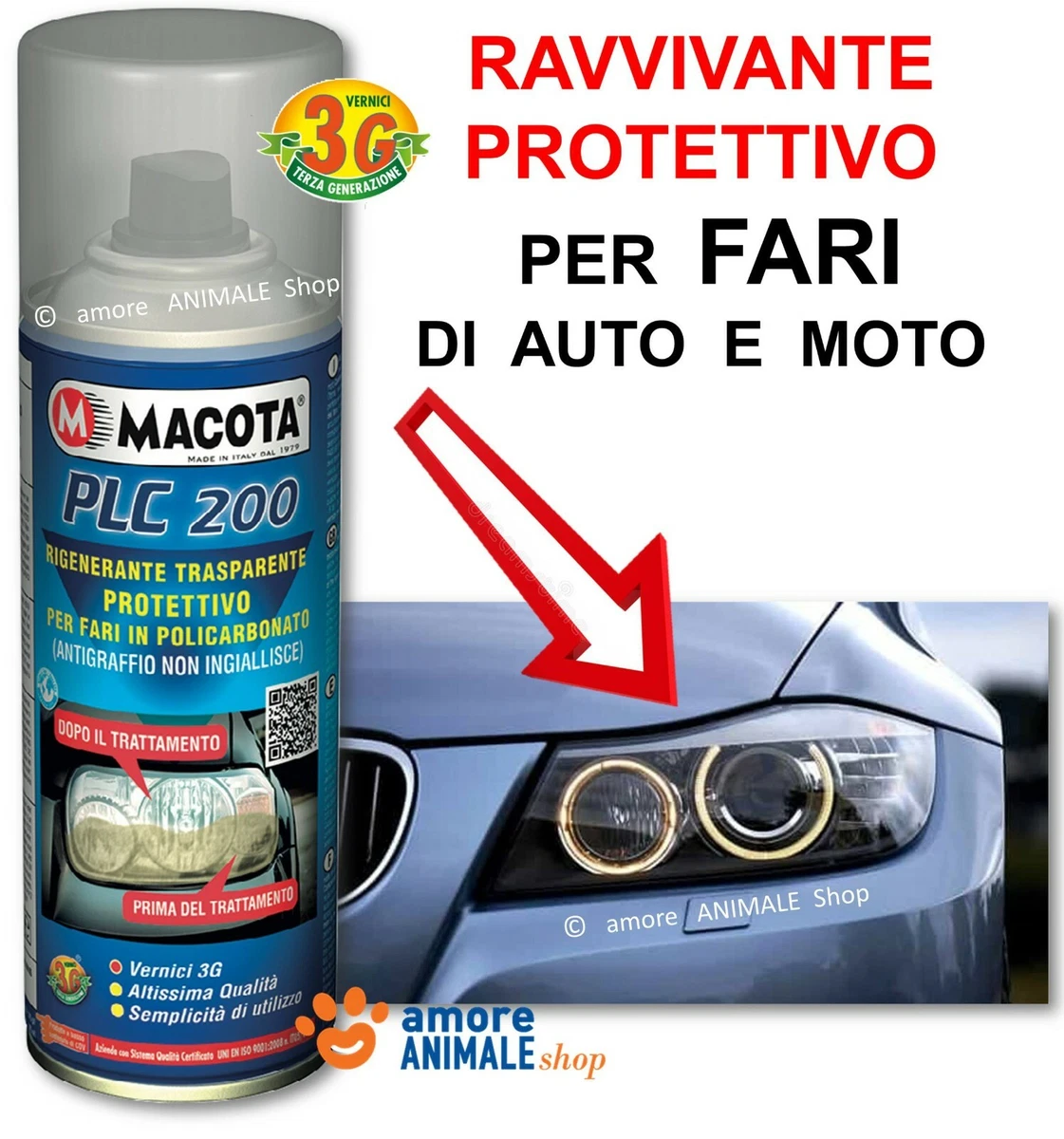MACOTA PLC 200 → Reviviente Protector Transparente Renovación Faros Luces Coche Moto