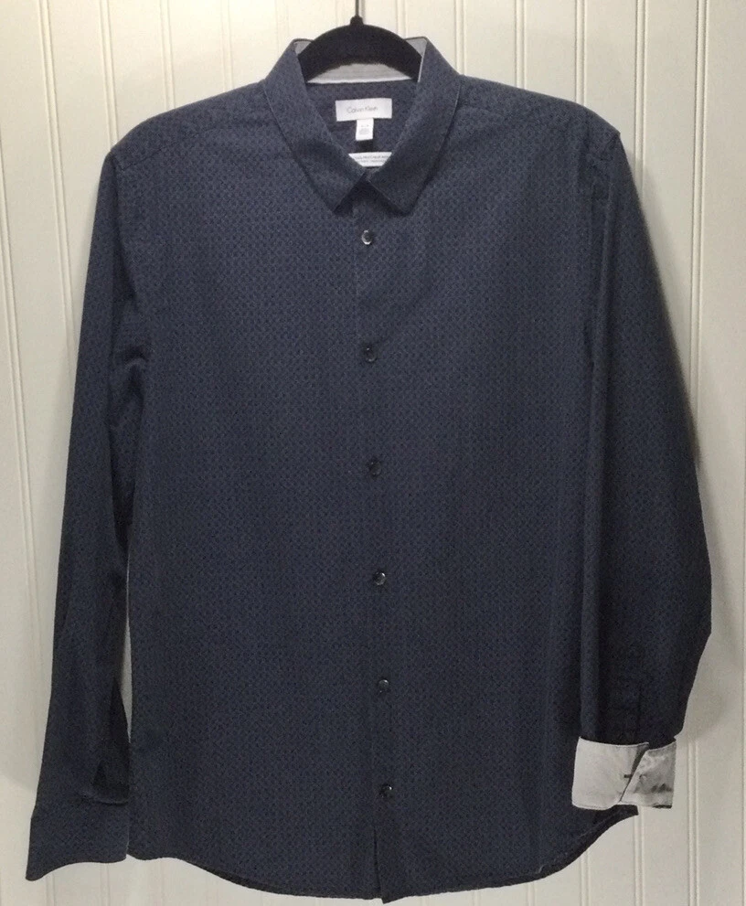 CALVIN KLEIN Infinite Cool Mens Size M Square Print Cotton Shirt