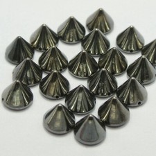 100 GunBlack Rock Punk Spike Rivet Acrylic Taper Stud Beads 10X8mm