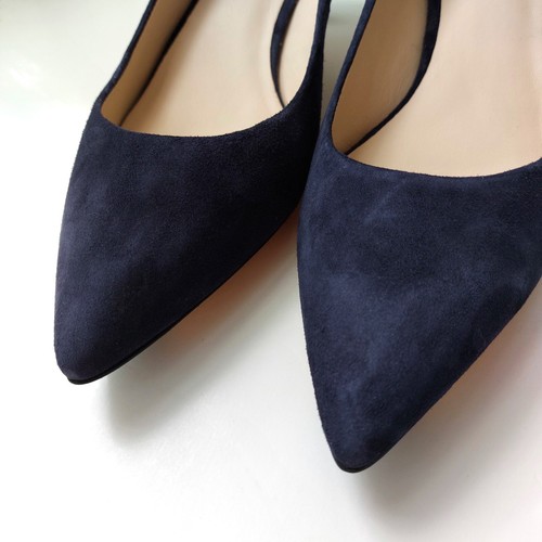 NEW Cole Haan Vesta 45mm Marine Blue 8.5 Suede Kitten Heel Shoes Pumps - Picture 14 of 15