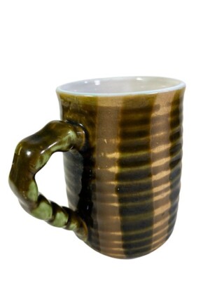 Fima Deruta Italy Ribbed Textured Twisted Handle Handmade Ceramic Coffee Tea Mug