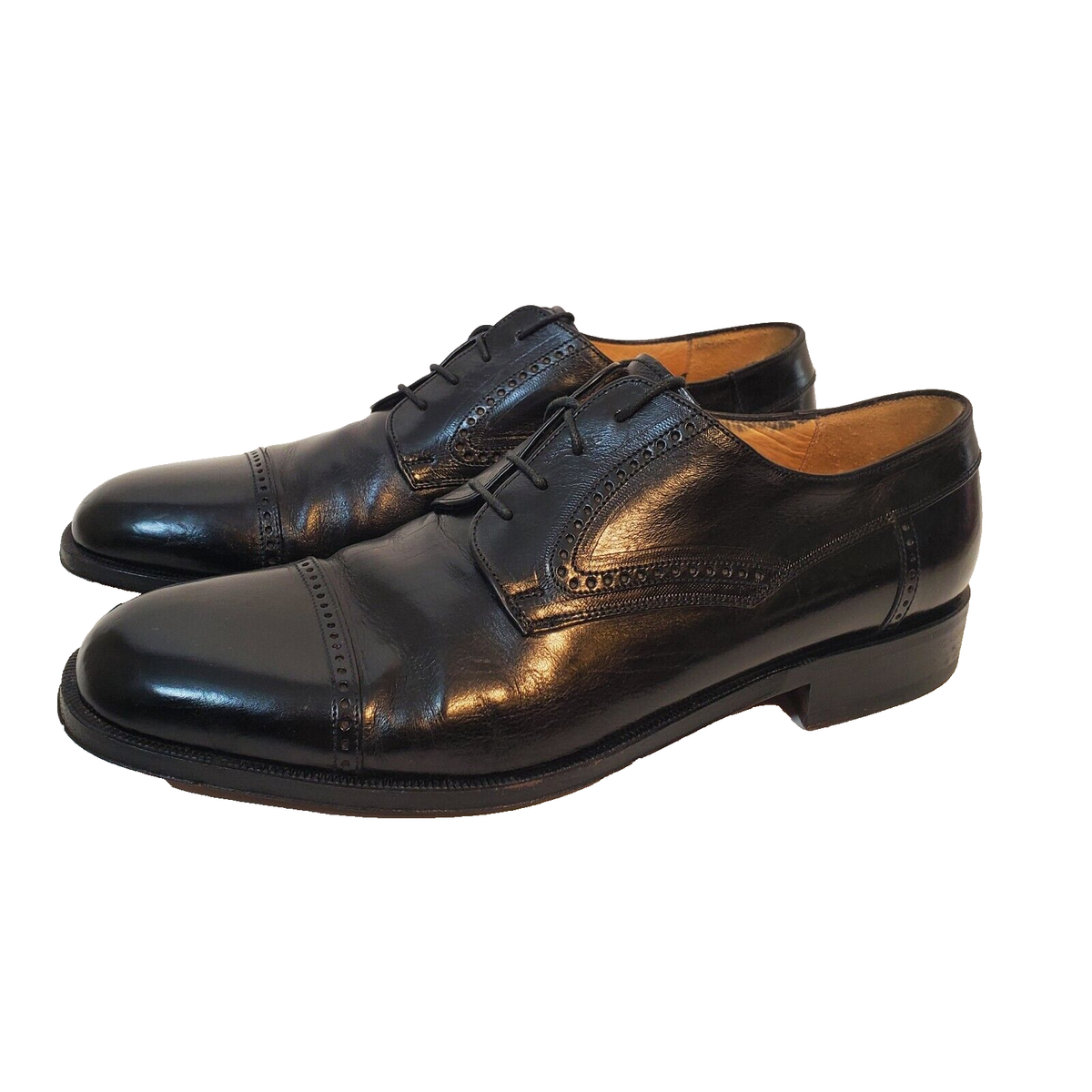 Johnston & Murphy Mens Black Cap Toe Oxfords SZ 9 1/2 M Tie  display picture 3