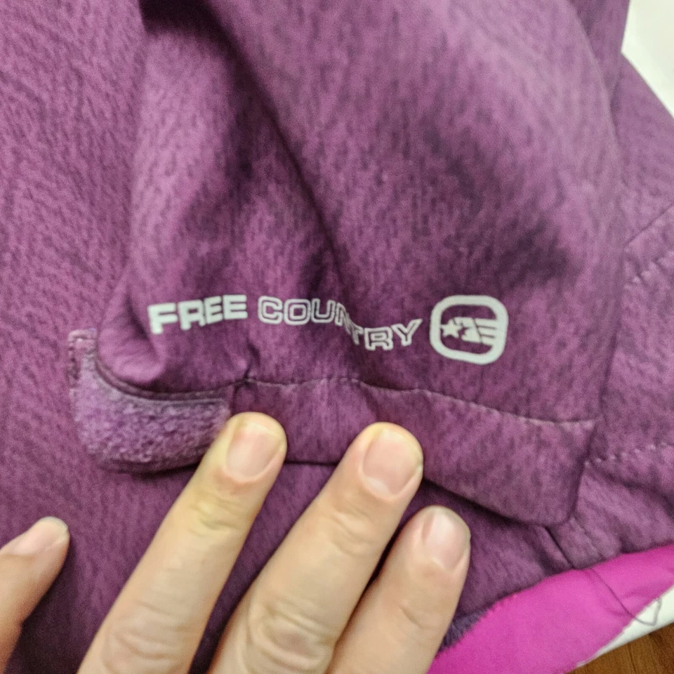 Free Country Mujer Pequeño Softshell Piel Sintética Forrado Con Capucha Púrpura Bolsillos con Cremallera Foto 4 de 4