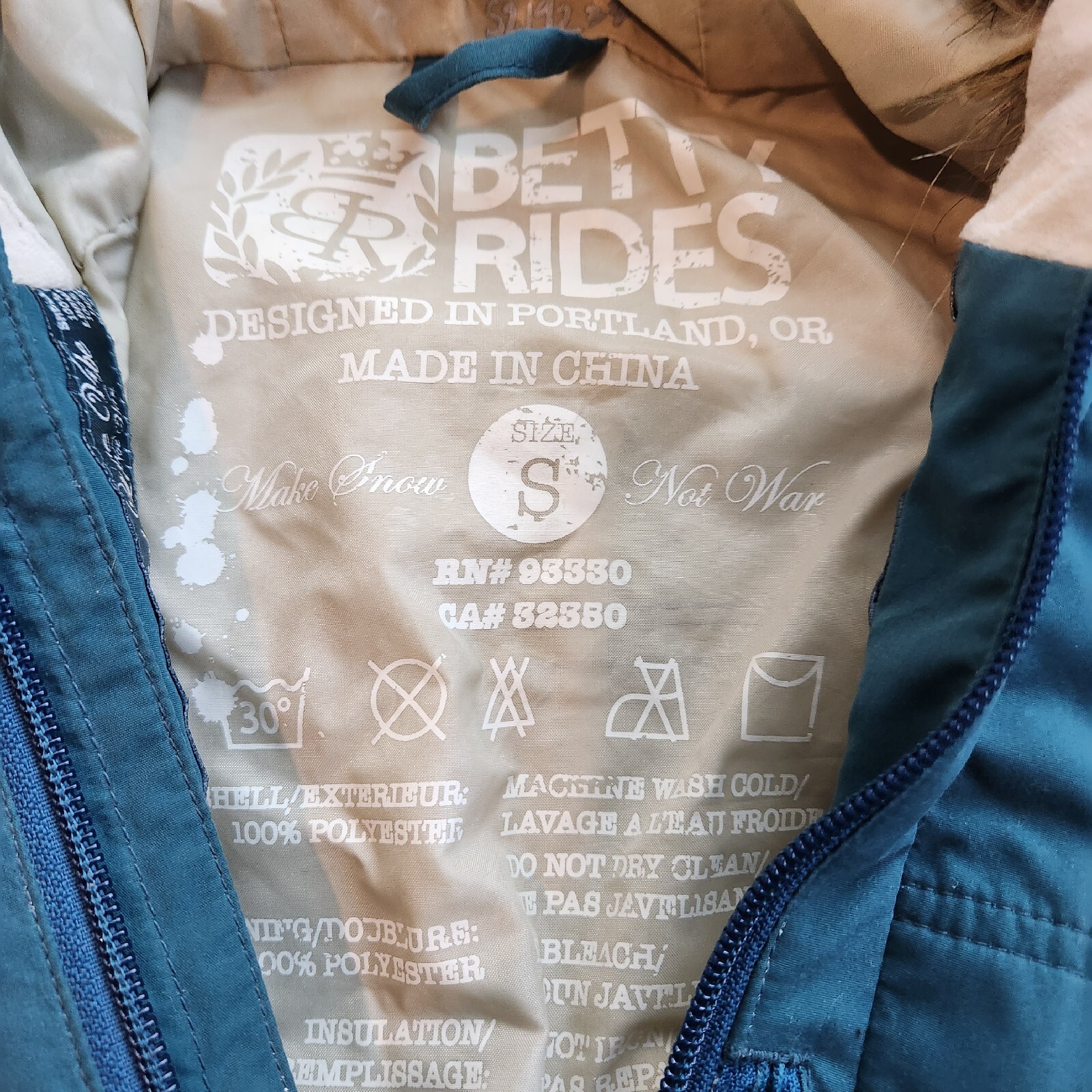 BETTY RIDES Blue Warm INSULATED SNOWBOARD JACKET Winter Ski Coat Women