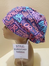 OR Nurse Women's Euro/Chef Surgical Scrub Hat/Cap Handmade