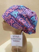 OR Nurse Women's Euro/Chef Surgical Scrub Hat/Cap Handmade
