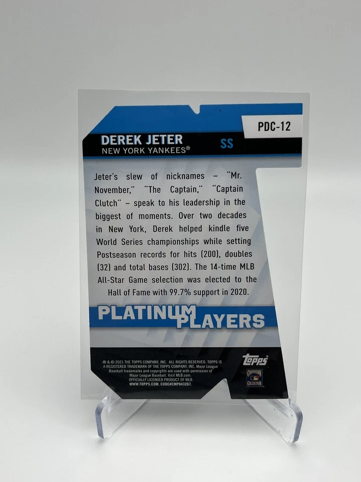 TOPPS BASEBALL 2021 DEREK JETER PLATINUM PLAYERS DIE CUT TRADING CARD PDC-12 - Image 2 of 2