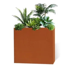 24"x10"x24" Corten Steel Planters Metal Rusted Garden Planters for Outdoors Deck