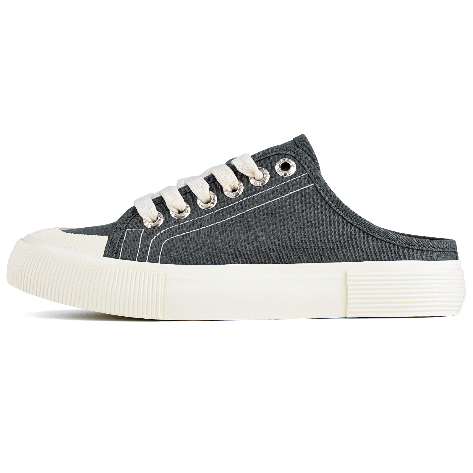 Women Canvas Mules Sneakers Backless Slipper Canvas Casual Flats Shoes
