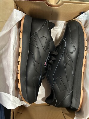 Reebok Junior Classic Leather Running Shoes Size Black Gum