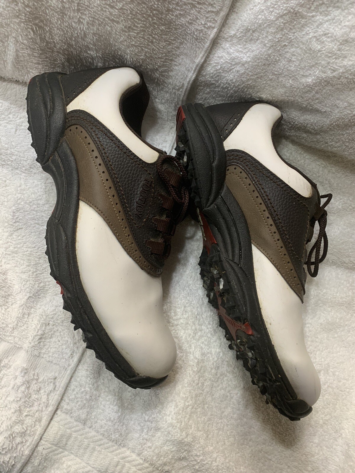 Footjoy Foot Men s GreenJoys Golf Shoes White/Brown/Tan (FJ45402