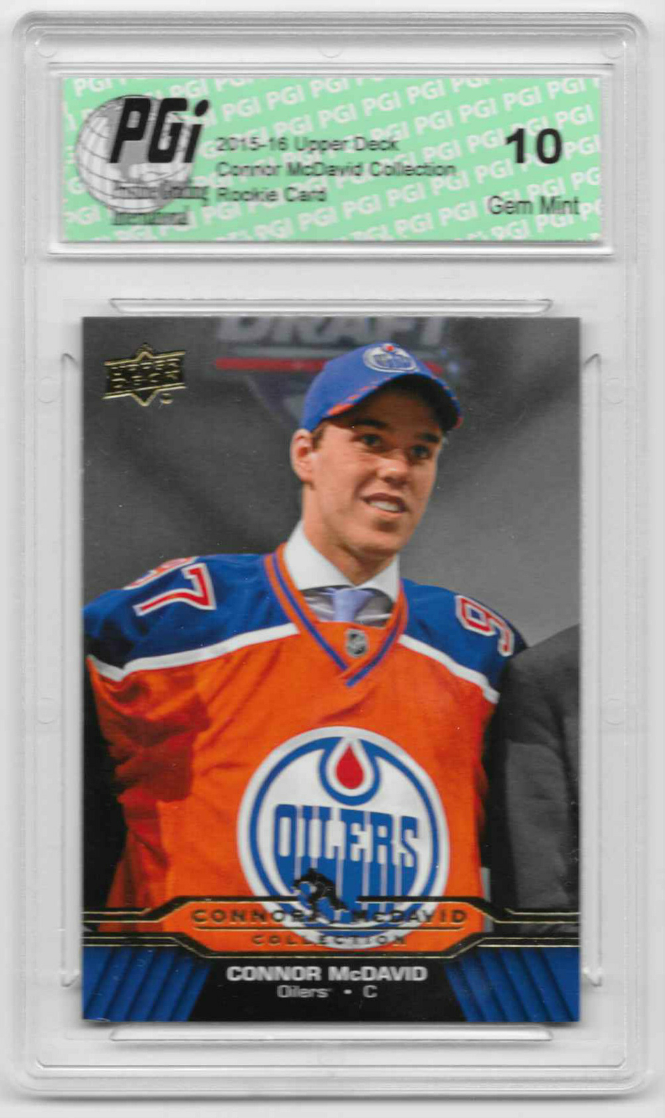 Connor McDavid 2015-16 Upper Deck Collection #CM-1 Rookie Card PGI 10 Oilers