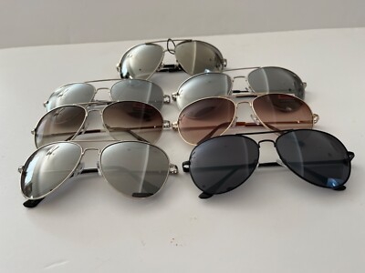 Lot of 7 Classic Aviator Style UV400 Sunglasses Metal Frame Multi  Colors $29.99