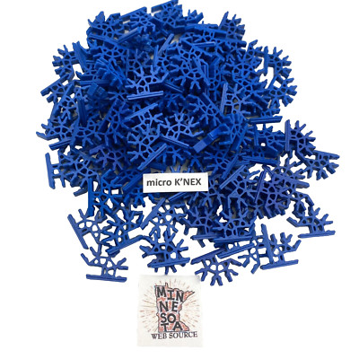 100 MICRO Knex Blue Connectors 4-Way 3d - K'nex Small Tiny Mini Parts