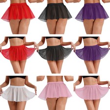 Womens Sheer Mesh Ruffled Skirt Miniskirt Nightclub Stage Show Party Costumes