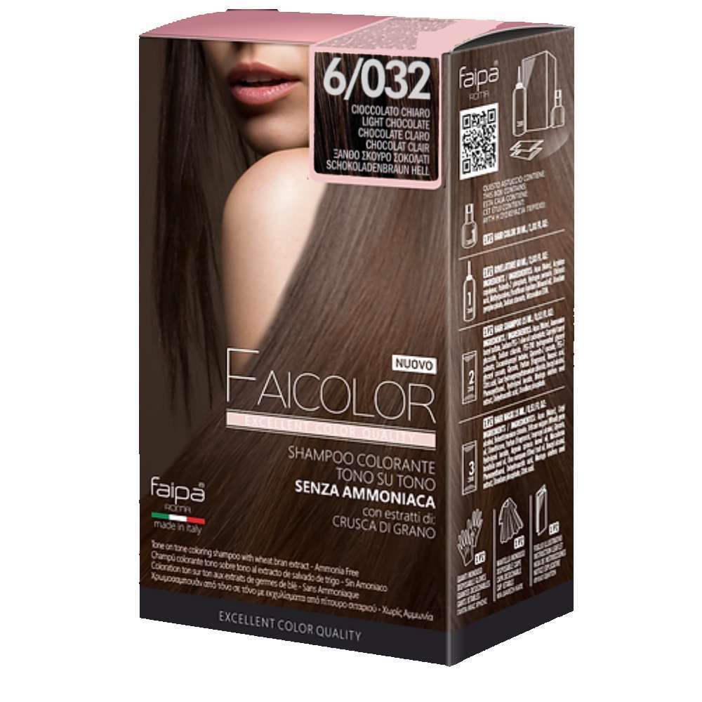Shampoo Colorante Per Capelli No Ammoniaca 6/032 Cioccolato Chiaro Faipa