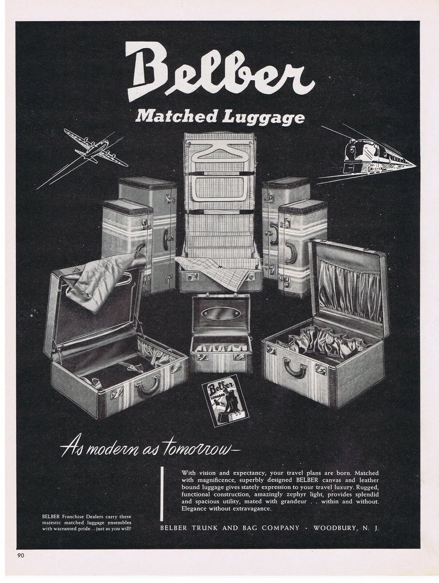 1947 Belber Trunk Bag Company Woodbury New Jersey Print Ad