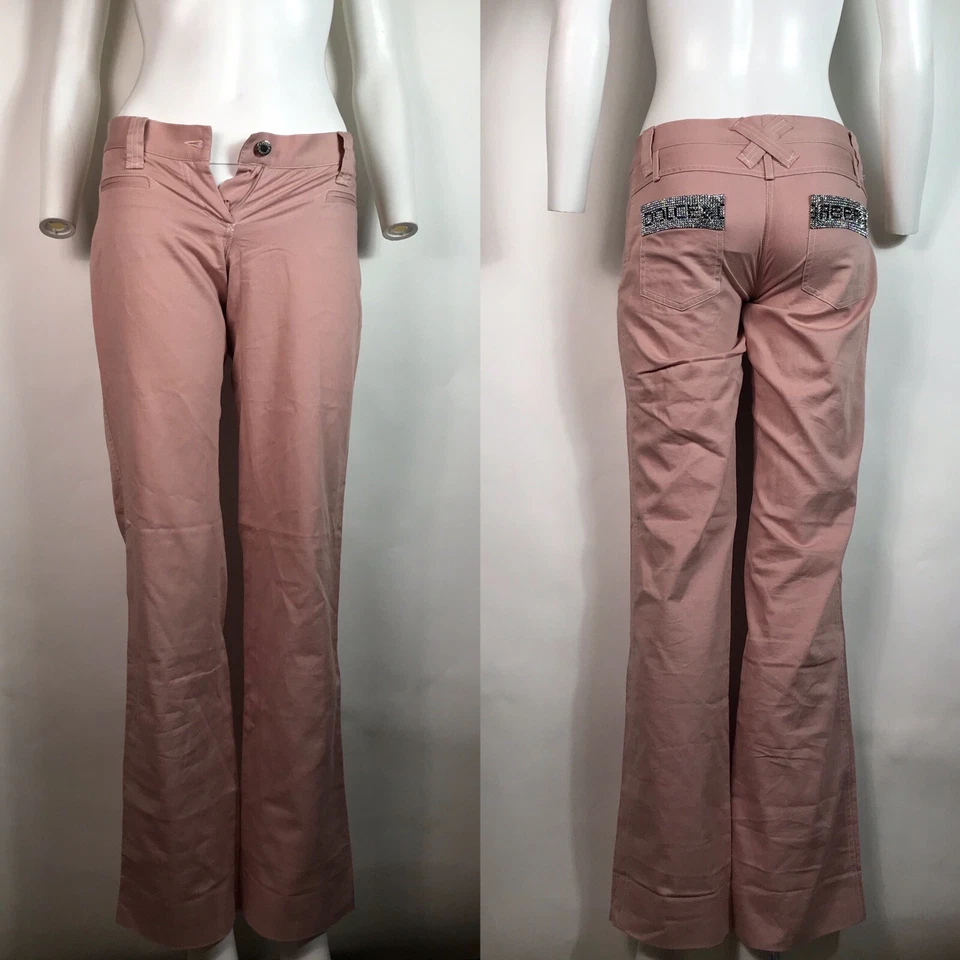 Винтажный Dolce & Gabbana D & G кристалл Pavé логотип карман розовый брюки Xs
