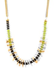 Kenenth Cole New York Two-Tone Necklace Green/Brown Bead 34" NWT $98