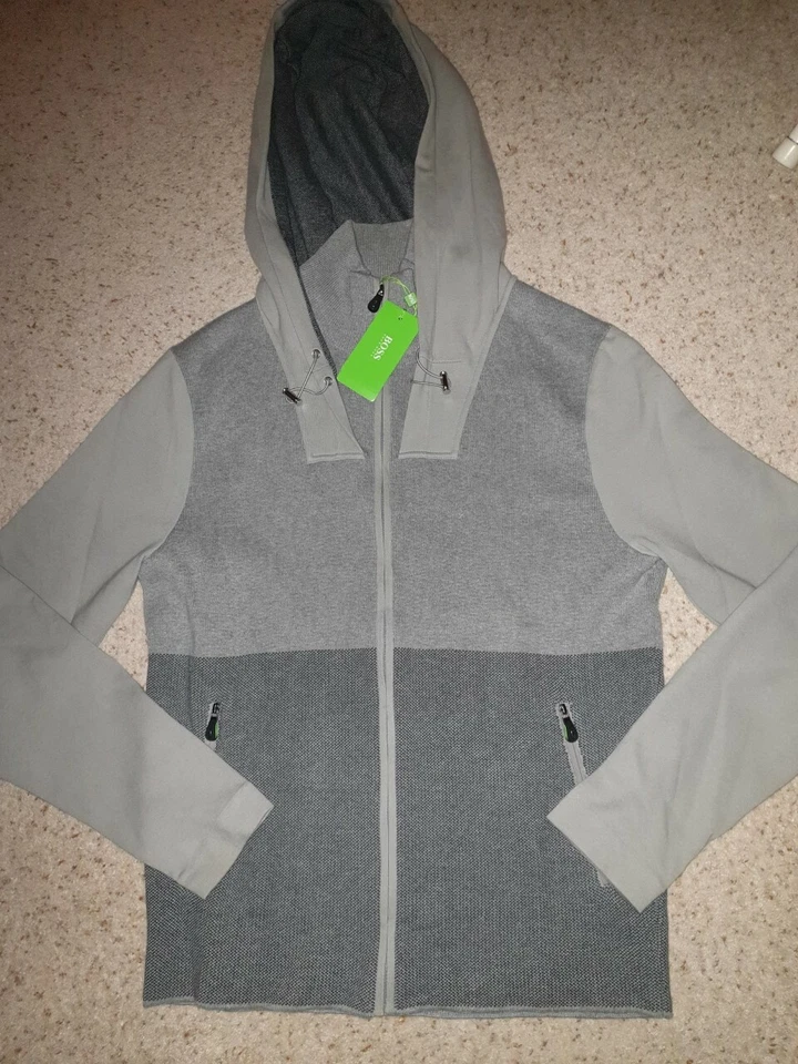 Nuevo Hugo Boss Para Hombres Gris Golf Chándal Top Sudadera con Capucha Sudadera Jersey Grande Foto 2 de 4