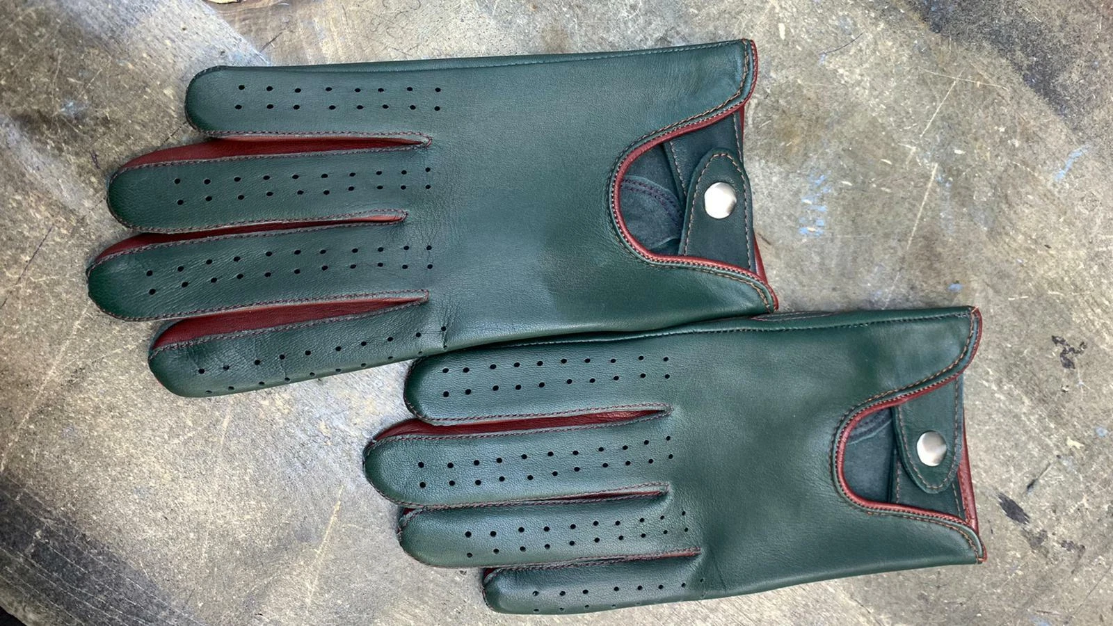 Women's Leather Gloves for Driving Handmade Green