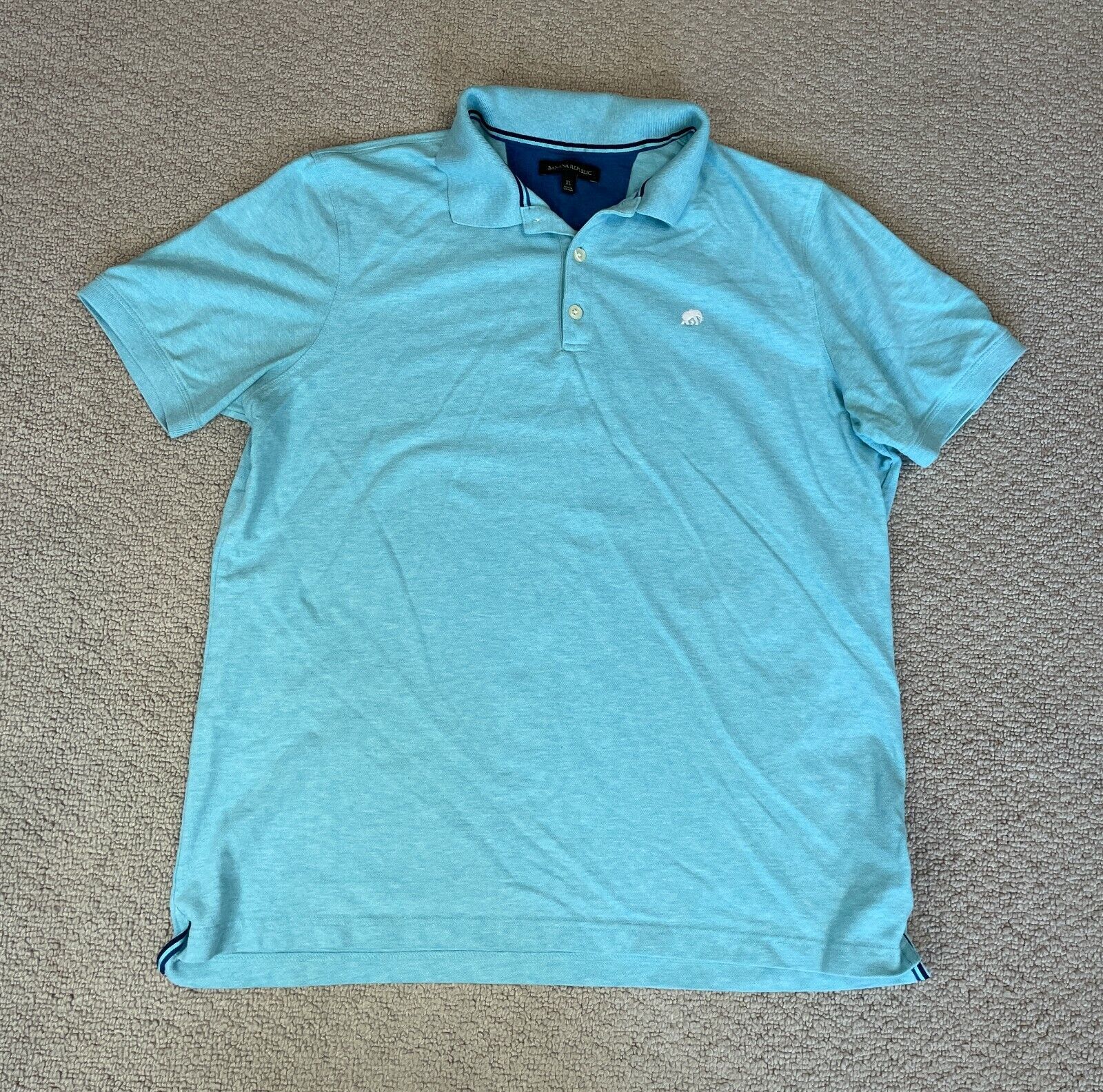 PONY Camicia Banana Republic manica corta con colletto taglia XL blu acqua con logo