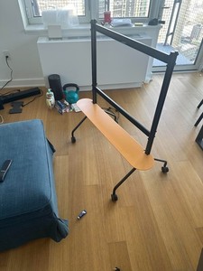 Pedestal Moon Rollin' TV stand (Charcoal) with Pipe Shelf (Apricot)