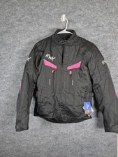 HWK Jacket Womens Medium Black Pink Cordura Polyester Motorcycle Armor Vented