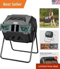 Sturdy 43-Gallon Outdoor Compost Bin with Aeration System & Sliding Doors