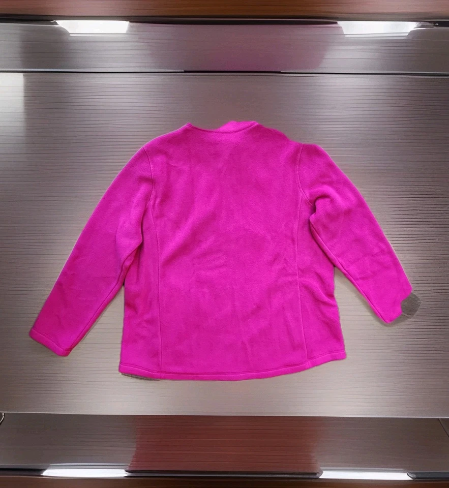 Chaqueta polar T by Talbots para mujer cremallera completa ribete rosa/naranja intenso - Sherpa talla XL Foto 2 de 4