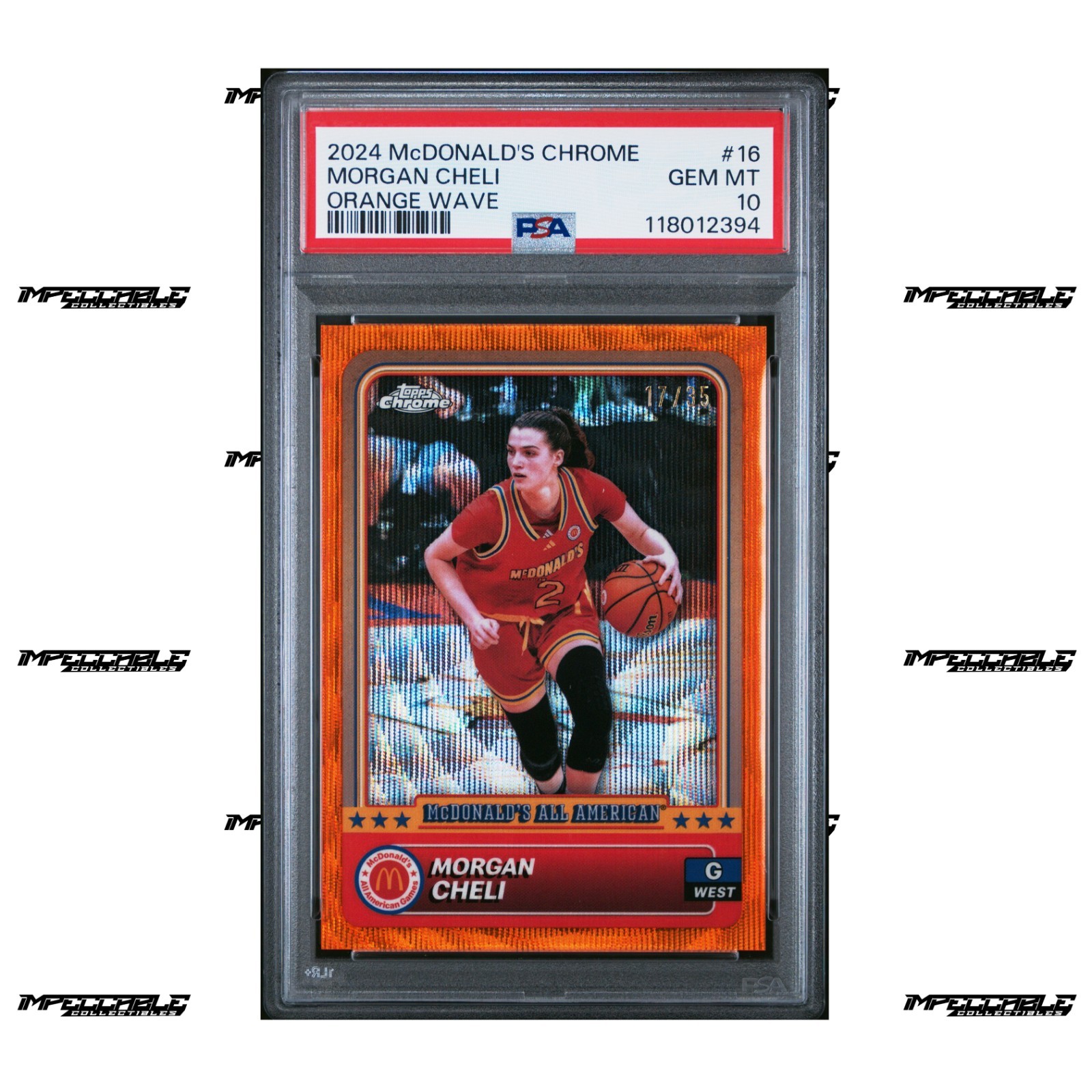 2024 Topps McDonald's A/A - Orange Wave #16 Morgan Cheli Rookie /35 PSA 10 POP 1