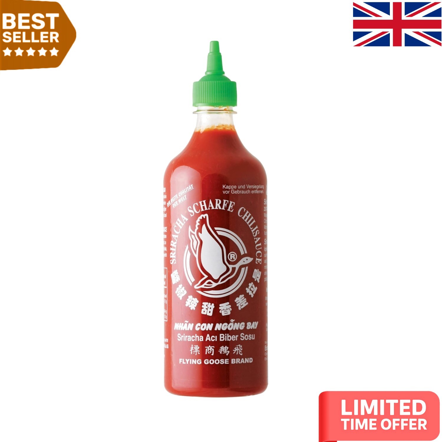 Authentic Sriracha Hot Chilli Sauce 730ml - Pack of 2 Bottles for Spicy Flavor