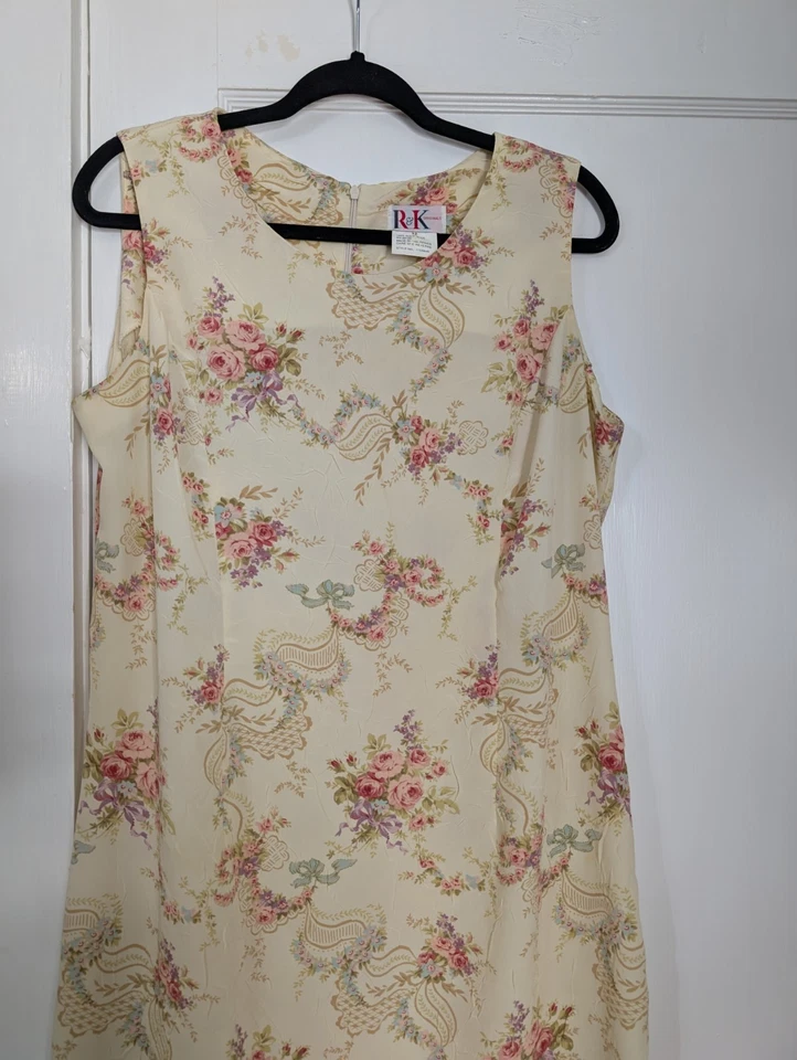 Vestido midi floral vintage para mujer R&K Originals sin mangas talla 12 Y2k Cottagecore Foto 2 de 4