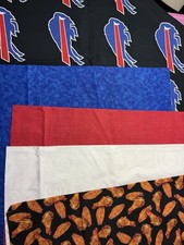 RARE 2 1/2 Yards All 1/2 Yard Pieces Buffalo Bills Cotton Fabric Lot