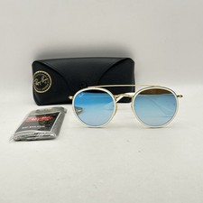 Ray Ban Unisex Round Thin Metal Double Bridge Sunglasses RB3647N Arista Gold