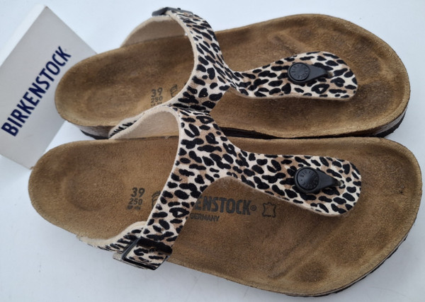Birkenstock Gizeh Leopard Print Velour Thong Sandals - UK 5.5, EUR 39 Regular
