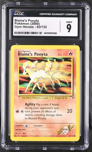 CGC 9 Mint Blaine's Ponyta Gym Heroes Unlimited