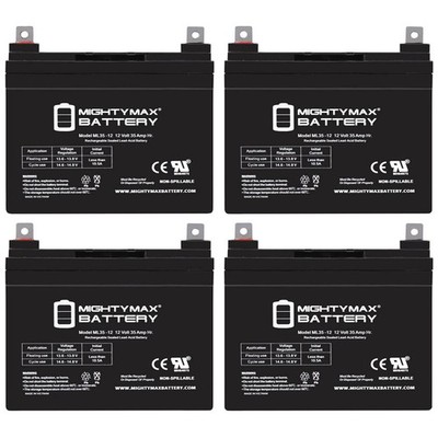 Mighty Max 4 Pack - 12V 35Ah U1 Hoveround MPV1, MPV2, MPV3, MPV4, MPV5 Battery