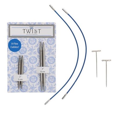 4.00mm Twist Lace Short Combo Pack 5cm and 8cm Interchangeable Knitting Needle