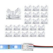 20 Pcs LED Strip Connector 3 Pin 10mm Lights Waterproof Adapter 22 Awg Wires ...