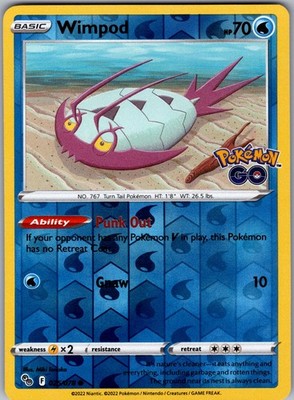 Wimpod 025/078 Common Pokemon GO Pokemon Reverse Holo Near Mint