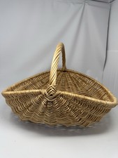 Vintage Hand-Woven Willow Wicker Gathering Market Basket 15  L x 13  H x 18  W