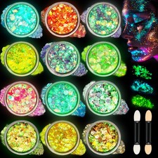 12 Colors Makeup Body Glitter Gel and Face Glitter Gel, Glow in The Dark for ...