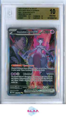 TEAM ROCKET'S MEWTWO EX SIR 2025 POKEMON SC&VI DESTINED RIVALS GER 231 BGS 10