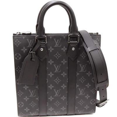 Louis Vuitton Monogram Eclipse Sac Plat 2WAY Hand Tote Bag Shoulder #TKB030