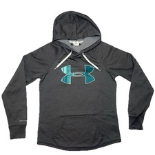 Under Armour Fleece Lined Hoodie Storm 1 Gray Turquoise Cold Gear Women s XS