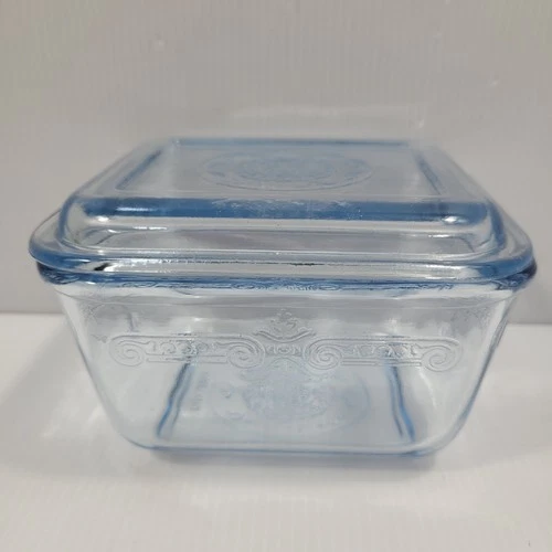 Vintage Fire King 5" Sapphire Blue Philbe Glass Refrigerator Dish With Lid