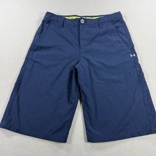 Under Armour Blue Navy Shorts Youth Large Loose Heatgear Boys GOLF